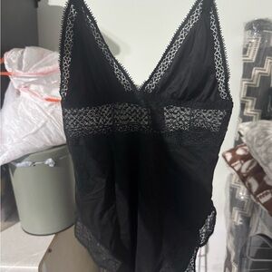 Victoria's Secret Black Lace Trim Chemise